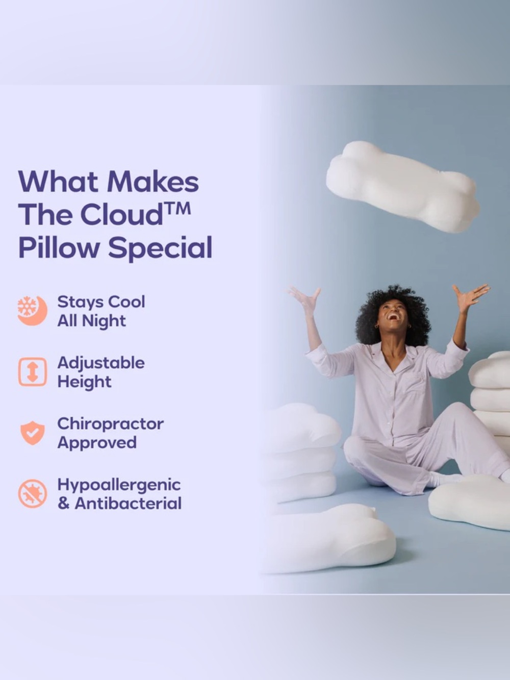 Mellow Sleep CloudAlign single pillow voted softest pillow of 2025 NIB - Picture 7 of 9